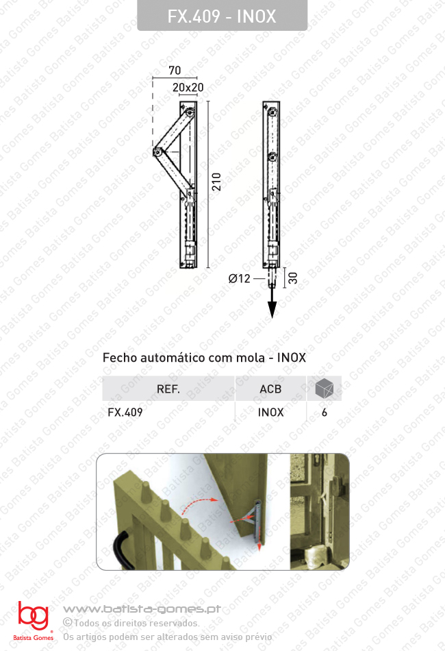 Fecho autom�tico com mola - INOX 304